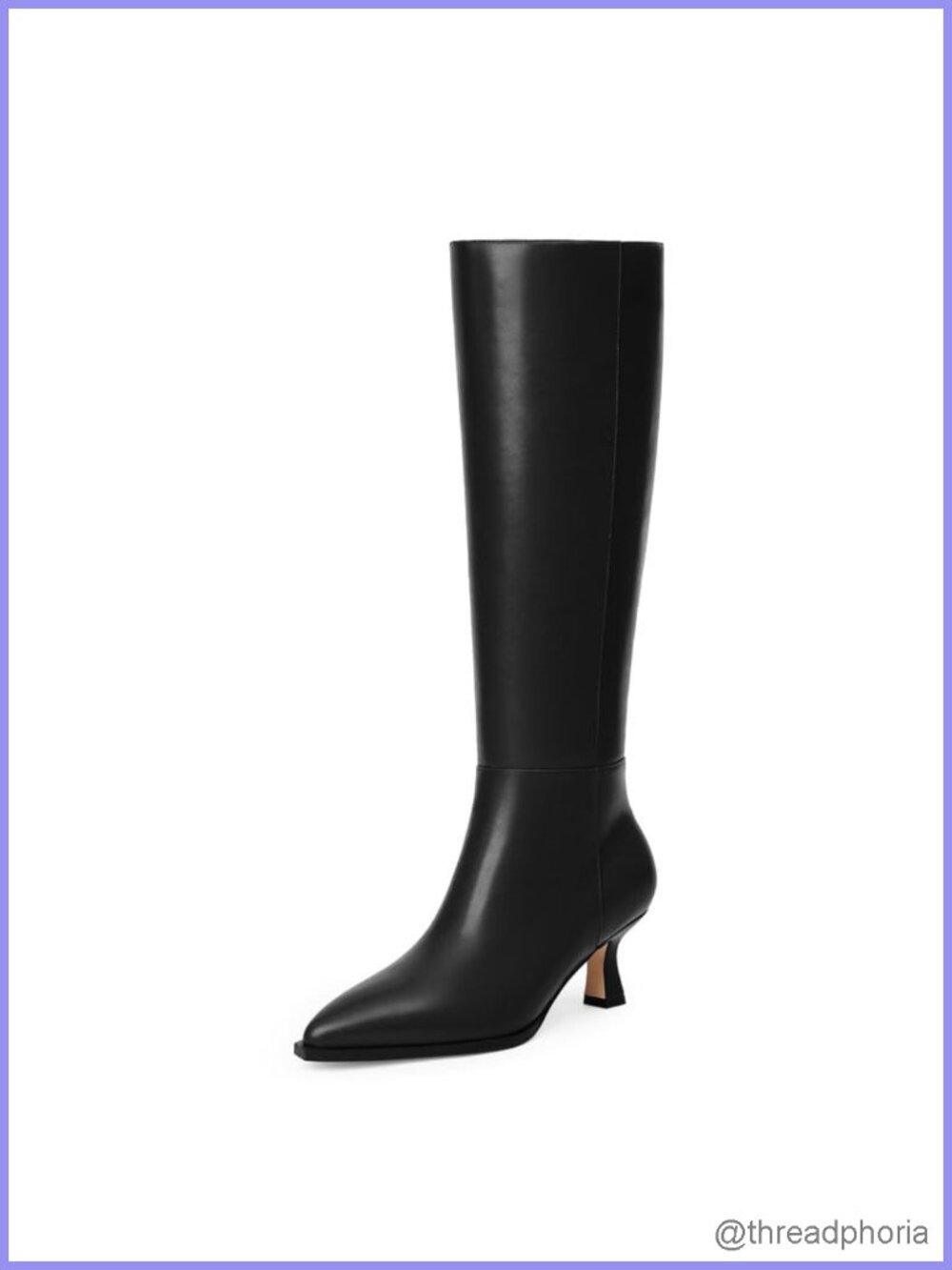 Knee High Boots Faux Leather Kitten Heel Pointed Toe Side Zip Women's
